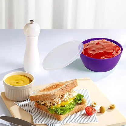 Set of 4 Plastic Prep Bowls with Lids，Microwave and Dishwasher Safe,Ideal for Baking, Prepping, Cooking and Serving Food (Purple)