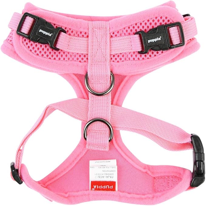 Authentic Puppia RiteFit Harness with Adjustable Neck, Pink, Large