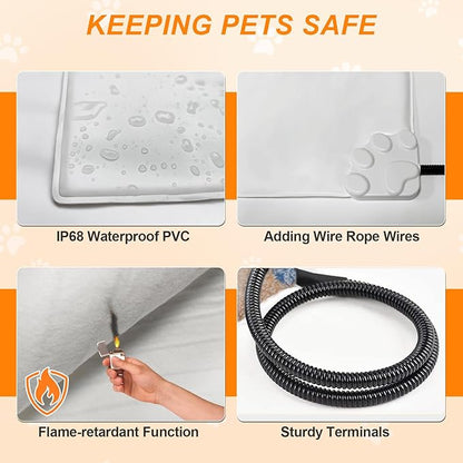 GOLOPET Dog Heating Pad 32×20 in for Dogs, Intelligent Temperature Control Switch with Normally Open On Function,Whelping Box with Reinforced Electric Wire Rope, Plush Fabric Cotton Cover-Apricot