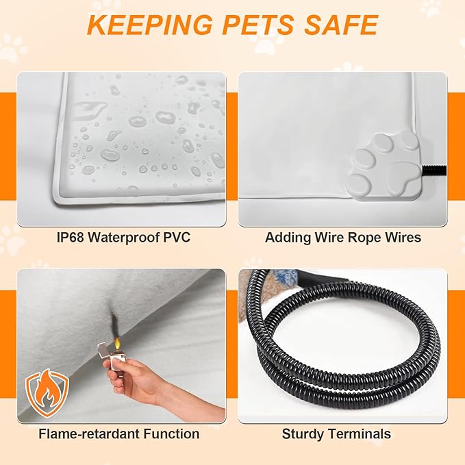 GOLOPET Large Dog Heating Pad 36×24 in for Dogs Smart Thermostat,Whelping Box for Dogs Metal Tube Waterproof Shell with Plush Cotton Cover Puppy Whelping Supplies -Apricot
