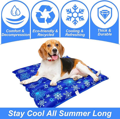 Dog Cooling Mat, 29.5" x 29.5" Cooling Mat for Dogs and Cats, Suitable for All Types of Pets, Durable Cooler Fabric for Better Cool Sensation, Keeping Pets Cool in Summer Heat (Snowflake)