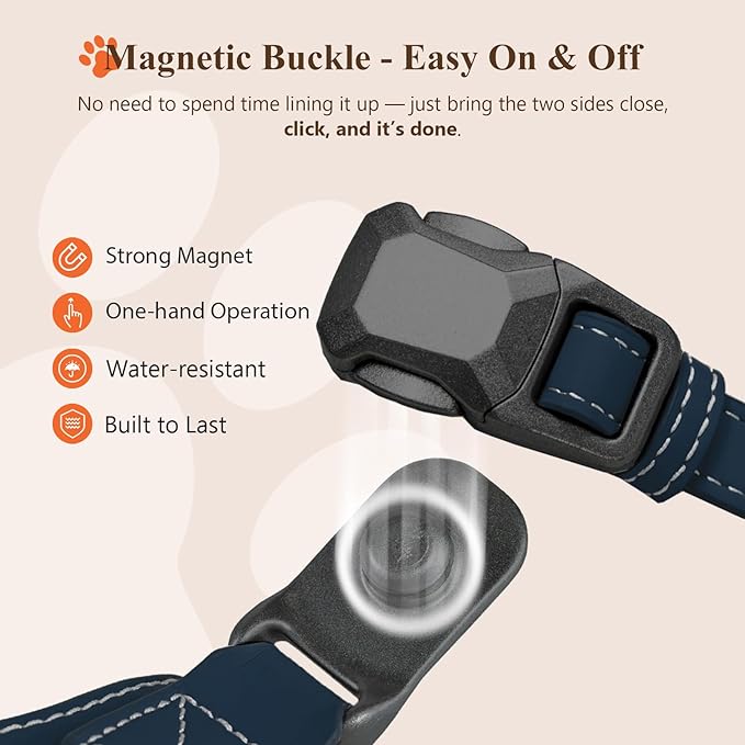 Magnetic Dog Harness and Leash Set with Quick Release Buckle, Easy On & Off Faux Leather Puppy Harness and Leash with Handle for Medium, Large Sized Dog