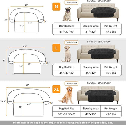 Calming Dog Bed Fluffy Plush Dog Mat for Furniture Protector with Removable Washable Cover for Large Medium Small Dogs and Cats (Large(45x37x6), Dark Grey)