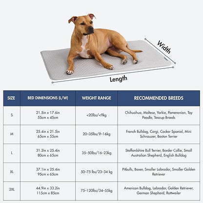 Spark Paws Cooling Mat for Dogs - Self Cooling Dog Mat & Pet Cooling Pad for Large, Medium & Small Dogs - Non-Toxic, Non-Gel Washable Cooling Bed - Waffle Grey - Size XXL