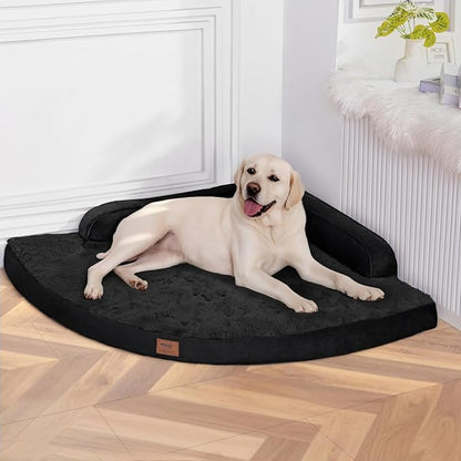 MEKIY Large Orthopedic Dog Bed with Sides XXL Dog Beds with Removable Washable Cover Non-Slip Waterproof Pet Bed for Extra Large Dogs - Black XXL