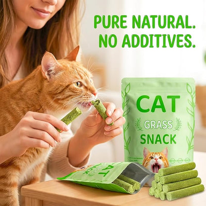 Cat Grass Treat Cats Toy 100g/3.53oz Freeze Dried Catnip Toys Kitten Chew Stick for Removal Hairballs for Cleaning Teeth Indoor Kitty Dental Care Lickable Edible Snack