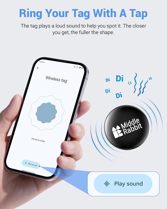 Dog GPS Tracker for Android, No Subscription Pet Tracker Tag for Dogs with Silicone Holder, Fits Existing Dog Collar, Lightweight Dog Tracker Tag for Pets