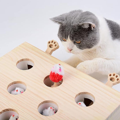 Interactive Wooden Cat Toy, Engaging and Durable Play for Cats and Kittens, Keeps Pets Entertained and Stimulated, Natural Wood Design, Perfect for Indoor Exercise and Fun - Pet Gift Idea
