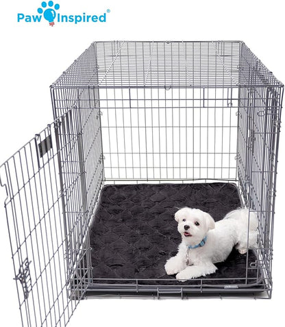 Paw Inspired Washable Padded Crate Mats for Dogs | 41” x 28” Pad, Fits 42-inch Kennels | Leakproof, Waterproof Bottom, Plush Pet Beds (Dark Brown)