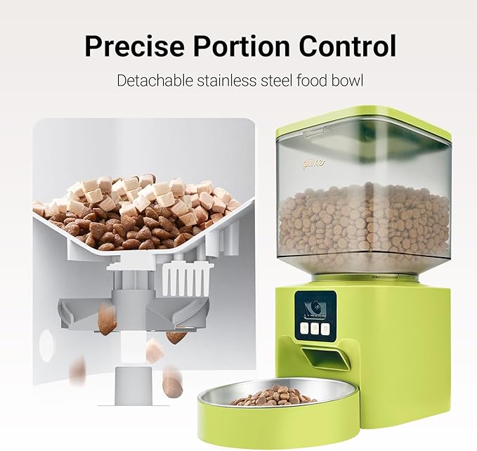 Plike Automatic Cat Feeder with Camera, WiFi Smart Pet Feeder with App Control (2.4G & 5G), 4L Capacity, 2-Way Audio & Night Vision, Anti-Clog Food Dispenser for Cats and Dogs