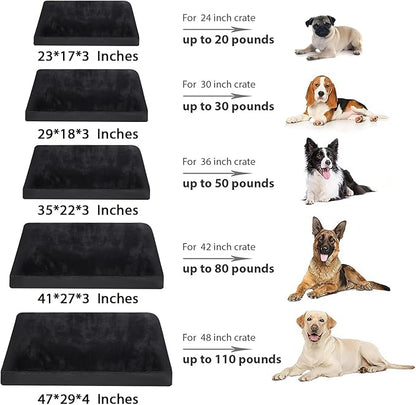 Dog Crate Bed Waterproof Deluxe Plush Dog Beds with Removable Washable Cover Anti-Slip Bottom Pet Sleeping Mattress for Large, Medium, Jumbo, Small Dogs, 23 x 17 inch, Black