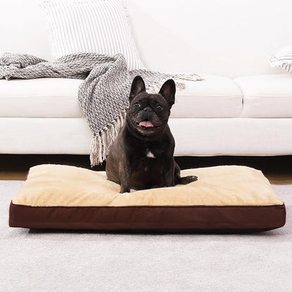 Dog Crate Bed Waterproof Deluxe Plush Dog Beds with Removable Washable Cover Anti-Slip Bottom Pet Sleeping Mattress for Large, Medium, Jumbo, Small Dogs, 29 x 18 inch, Brown