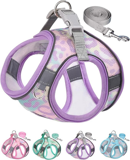 Dog Harness for Small Medium Dogs No Pull, Cat Harness and Leash Set, Step in Puppy Harness. (Purple, M)