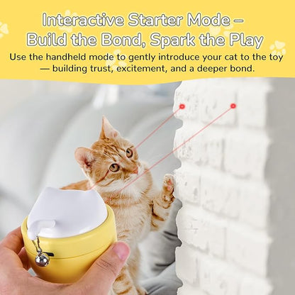 Automatic Laser Play Cat Toy with Dual Beams, Ultra-Quiet 35–38dB, Rotating Wobble Base & 3 Smart Modes – Hands-Free Interactive Toy for Indoor Cats