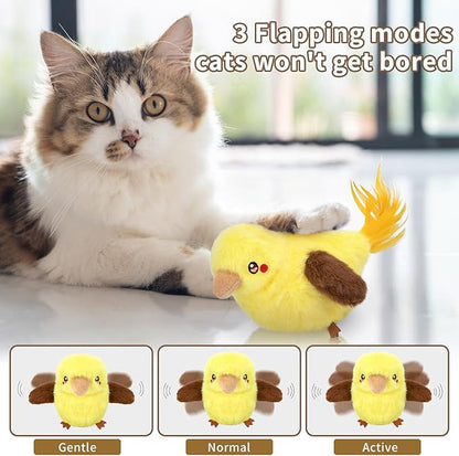 Cat Toys Flapping Birds with Catnip Bags, Rechargeable Chirping Interactive Cat Toy Kicker, Lifelike Birdie Tweets, Indoor Enrichment Moving Wings Cat Exercise Toys for All Breeds Kitten Dog(Oriole)