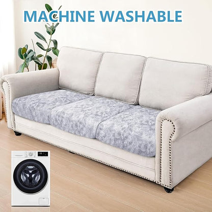 ANARACHON Leather Look Couch Cushion Covers Sofa Seat Slipcovers Sets Couches Furniture Protector for Sectional Armchair Loveseat Pets Kids Stretch Spandex Fabric (3 Cushion Sofa, Marble)