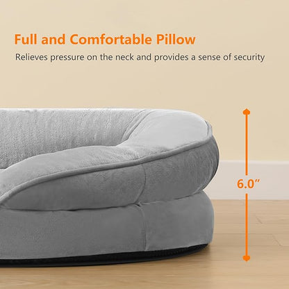 Dwanton Orthopedic Dog Bed for Medium Dogs with Gel Memory Foam, Waterproof Dog Sofa, Washable Pet Bed with Four Sided Bolster Cushion, Removable Cover & Non-Slip Bottom, 36", Light Gray