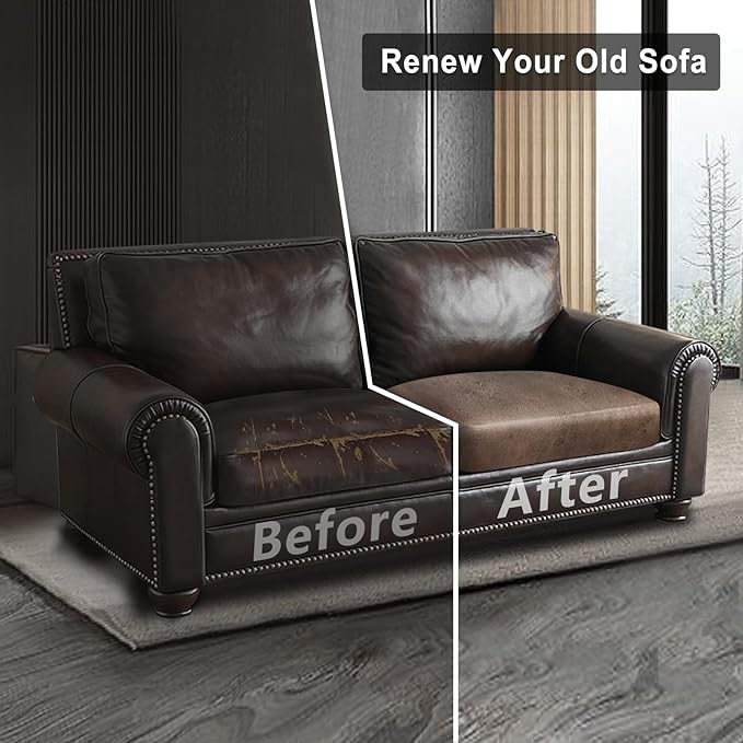 ANARACHON Leather Look Couch Cushion Covers Sofa Seat Slipcovers Sets Couches Furniture Protector for Sectional Armchair Loveseat Pets Kids Stretch Spandex Fabric (2 Cushion Loveseat, Light Brown)