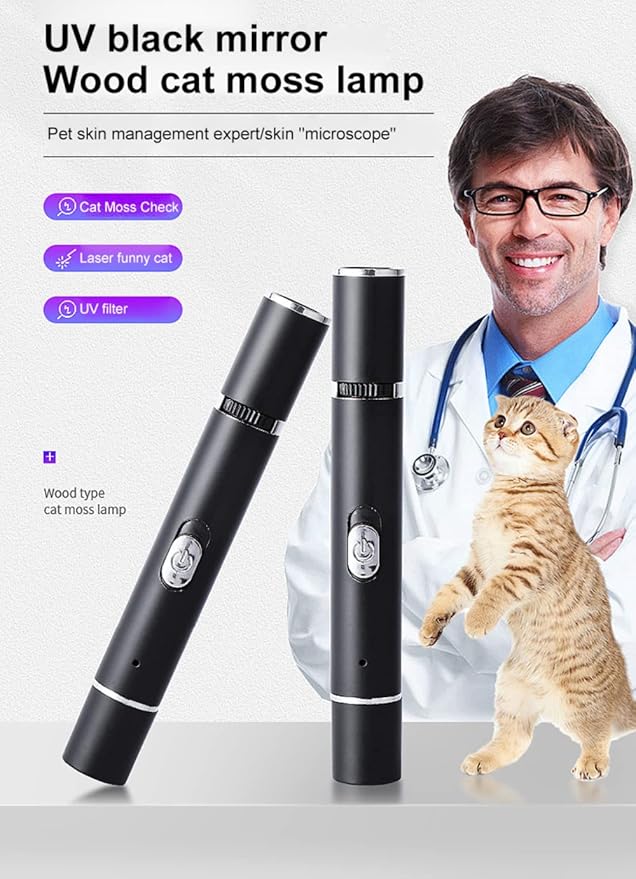 2 Pcs Cat Toys Laser Pointer Purple Light Interactive for Indoor Red Light for Dogs Pet Red Dot Remote Control Teaching USB Rechargeable Flashlight(2 Pcs Pack)