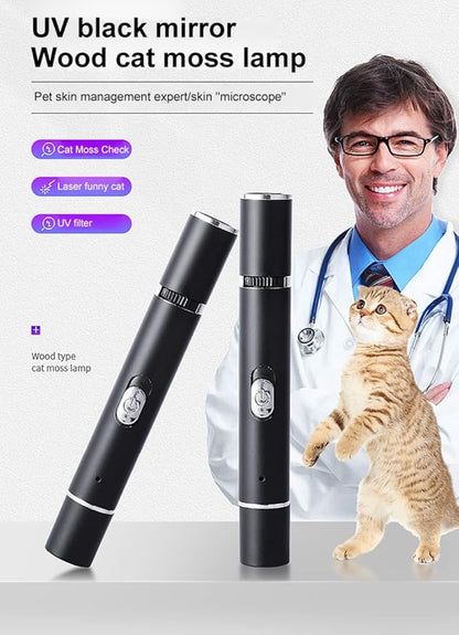 2 Pcs Cat Toys Laser Pointer Purple Light Interactive for Indoor Red Light for Dogs Pet Red Dot Remote Control Teaching USB Rechargeable Flashlight(2 Pcs Pack)