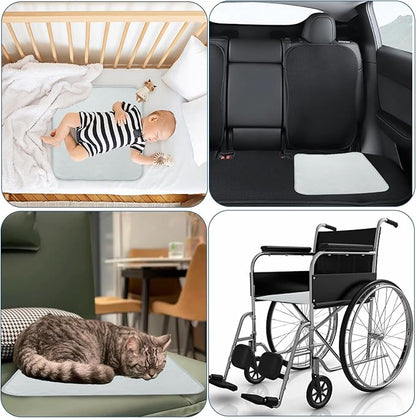 Waterproof Chair Pads for Incontinence, 4 Pack Reusable Seat Protector Pads 22" x 21", Absorbent Wheelchair Pad Covers, Washable Chair Pads for Adults, Kids & Pets - Grey
