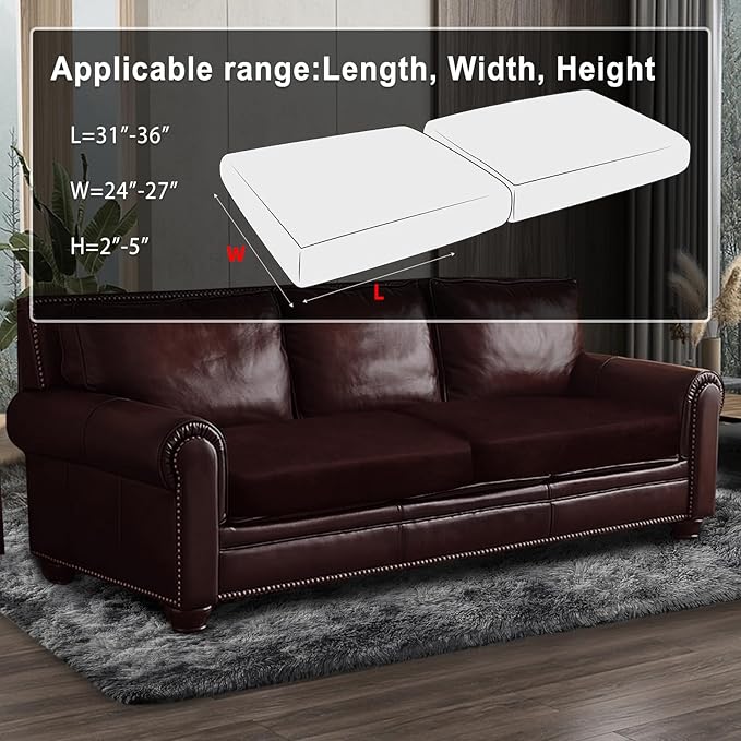 ANARACHON Leather Look Couch Cushion Covers Sofa Seat Slipcovers Sets Couches Furniture Protector for Sectional Armchair Loveseat Pets Kids Stretch Spandex Fabric (2 Cushion Sofa, Burgundy)