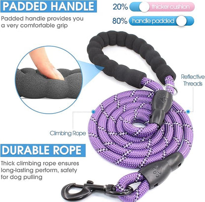 BAAPET 2/4/5/6 FT Dog Leash with Comfortable Padded Handle and Highly Reflective Threads for Small Medium and Large Dogs (4FT-1/2'', Purple)