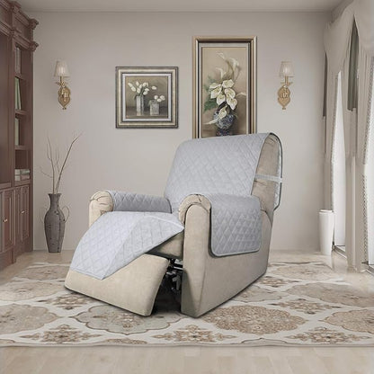 Easy-Going Recliner Chair Slipcover Reversible Sofa Cover Water Resistant Couch Cover Furniture Protector with Elastic Straps for Pets Dog (Recliner, Light Gray/Light Gray)