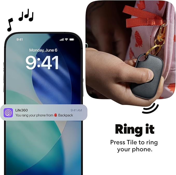 Life360 Tile Pro - Powerful Bluetooth Tracker, Key Finder and Item Locator for Keys Bags, and More. Both iOS and Android Compatible. Phone Finder. 2-Pack (Black/White)