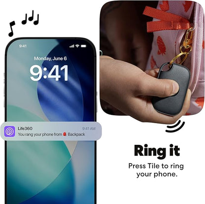 Life360 Tile Pro - Powerful Bluetooth Tracker, Key Finder and Item Locator for Keys Bags, and More. Both iOS and Android Compatible. Phone Finder. 2-Pack (Black/White)
