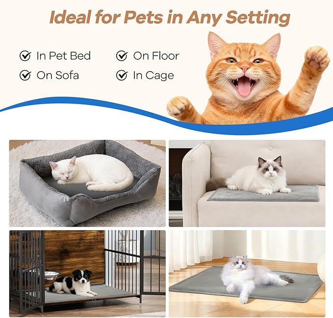 Cat Heating Pad for Bed Wamming: Electric 21.65"x13.77" Heated Cozy Mat with Removable Washable Cover Indoor Pet House Pillow Blanket for Puppy Kitty Nap Winter Reliefwith Auto Temperature Adjustment