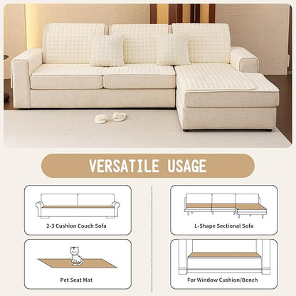 Velvet Couch Covers for Dogs, Dog Sectional Couch Covers, Pet Couchs Cover for Loveseat, Couchs Protector for Dogs, Sectional Sofa Cover for Pet Washable(1PC,Beige White,27.6"×59")