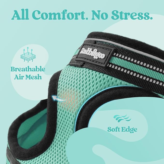 rabbitgoo Cat Harness and Leash Set for Walking Escape Proof, Adjustable Soft Kittens Vest with Reflective Strip for Cats, Comfortable Outdoor Vest,Green,S