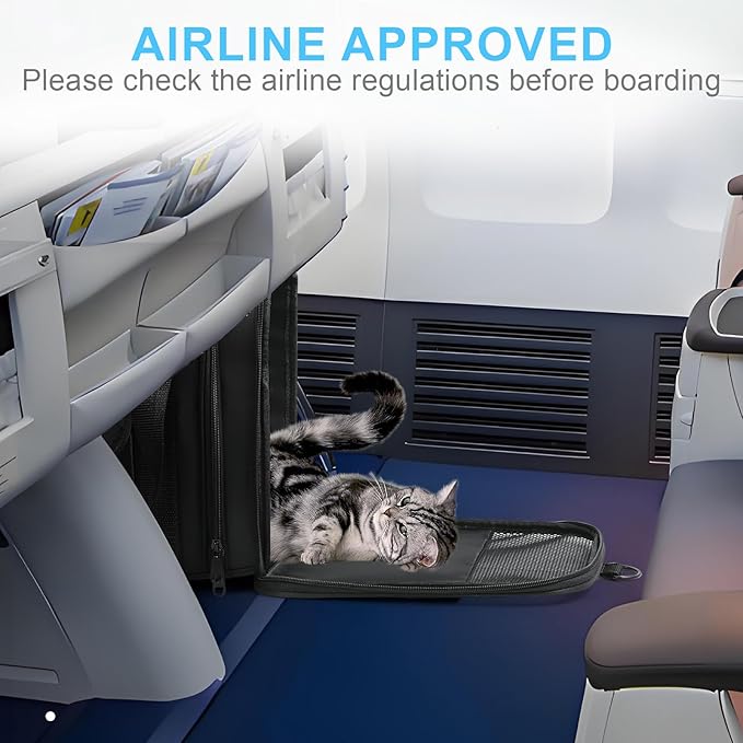 Pet Carrier Airline Approved, Expandable Pet Cat Carriers with Wheels for Dogs, Airline Approved Cat Dog Carrier, TSA Approved Pet Carrier In Cabin, Pet Dog Cat Carrier Soft, Cat Travel Carrier(Black)