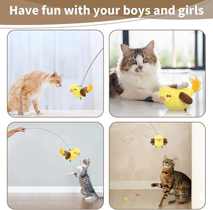 Cat Toys, Flapping Bird Cat Toy(No Flying), Interactive Catnip Toy with Catnip Bags, Chirping Noise Enrichment Moving Wings Dog Cat Kitten Toys, Flappy Flying Pets Toy for Indoor(Oriole) (A9)