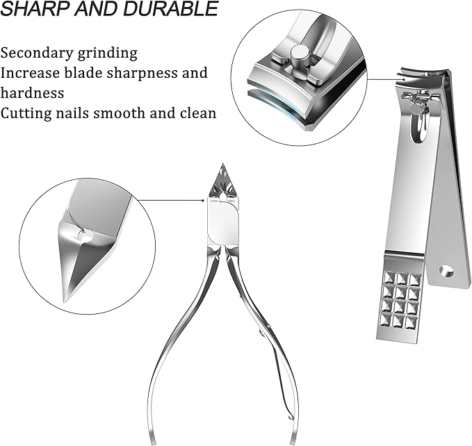 Tseoa Manicure, Pedicure Kit, Nail Clippers, Professional Grooming Kit, Nail Tools with Luxurious Travel Case, Set of 12 … (nail clippers 12pcs)