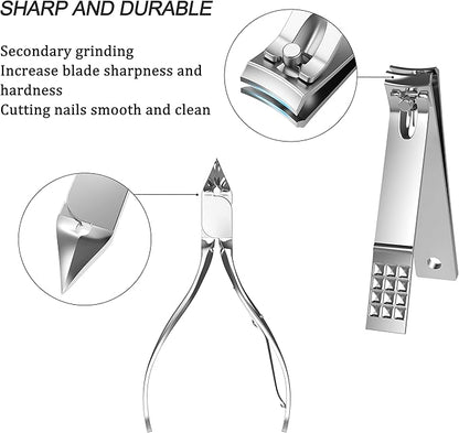 Tseoa Manicure, Pedicure Kit, Nail Clippers, Professional Grooming Kit, Nail Tools with Luxurious Travel Case, Set of 12 … (nail clippers 12pcs)