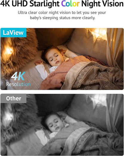 LaView 8MP 4K Cameras for Home Security Indoor,Home Security Camera for Baby/Elder/Pet/Nanny,Baby Cam Starlight Sensor Color Night Vision,US Cloud Service,Compatible with Alexa