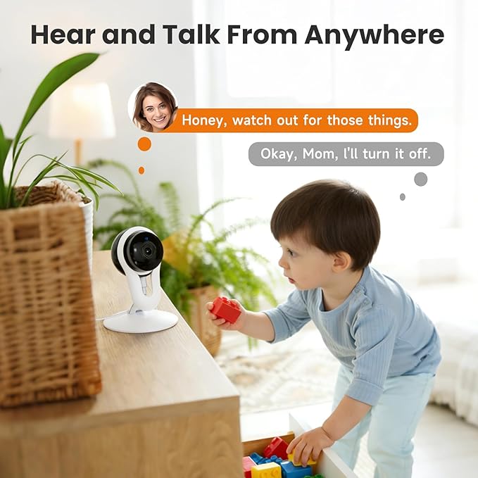 Indoor Camera for Pet & Baby Monitoring, 2K Clear View, Motion Alerts & Night Vision, 2-Way Audio, Easy Setup Home Security Cam, Alexa & Google Home Compatible, 2.4G Wi-Fi only, 2 Pack