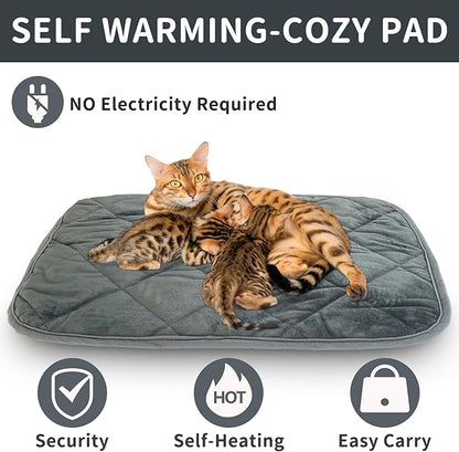 Self-Warming Cat Bed Indoor/Outdoor Super Soft Self Heating Pet Mat Washable Thermal Pad for Cat & Dog 35x23 inch
