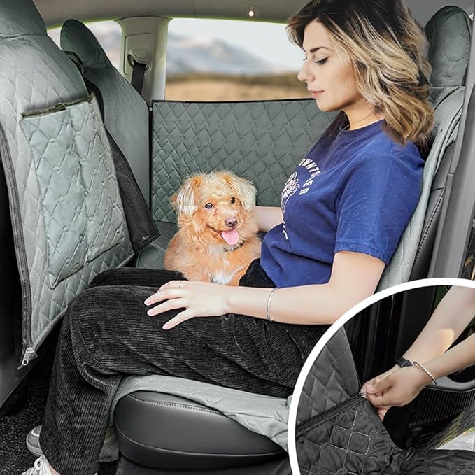 TESBEAUTY Dog Seat Cover for Tesla Model Y/Tesla Model 3/S Back Seat Cover for Pets Custom-Designed Each inch Protected, Even headrest Area is Covered, Waterproof Anti Scratch