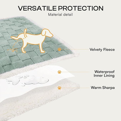 Luciphia Waterproof Dog Blanket, Leakproof Large Pet Blanket for Couch Sofa Bed Furniture Cover Protector, Washable Soft Sherpa Fleece with 3D Jacquard, Cozy Calming Reversible, Green White, 85"x57"