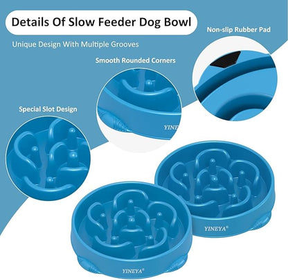 YINEYA 4 Cups Slow Feeder Dog Bowls Large Breed, Anti-Choking Pet Supplies, Maze Dog Food Bowl, Puzzle Feeder That Slow Down Eating