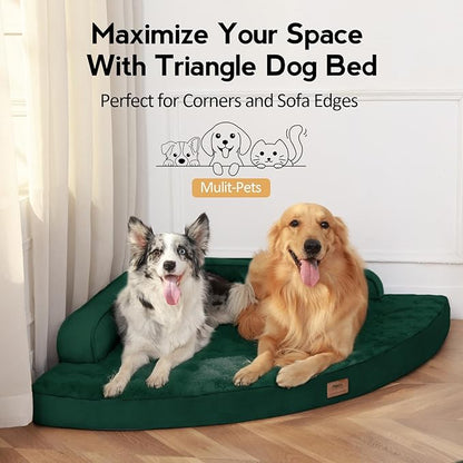 MEKIY Large Orthopedic Dog Bed with Sides XXL Dog Beds with Removable Washable Cover Non-Slip Waterproof Pet Bed for Extra Large Dogs - Dark Green XXL