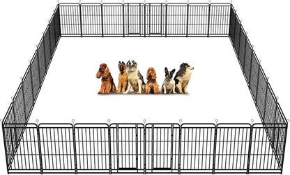 Kfvigoho Heavy Duty Dog Playpen: 32 Steel Panels 47" Height, Square Steel Pipe with Reinforced Crossbars, 71FT 406 Sq.ft Portable Fence for Yard RV Camping, Snowy Black