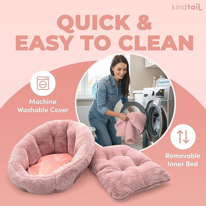 KindTail Medium Orthopedic Dog and Cat Bed - Faux Fur Luxury Cuddler for Pets Under 25lbs, Comfortable Waterproof Material with Nylon Base - 25" x 21" x 12" (Dark Grey, Medium)