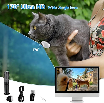 ehomful HD 1080P Cat Camera Collar with Video Record, Mini Small Sports Video Cameras, Body Cam Outdoor/Inoor No WiFi, Unique Pet Supplies Gift for pet Owners, Dog Moms, cat dads, Ideal Gift