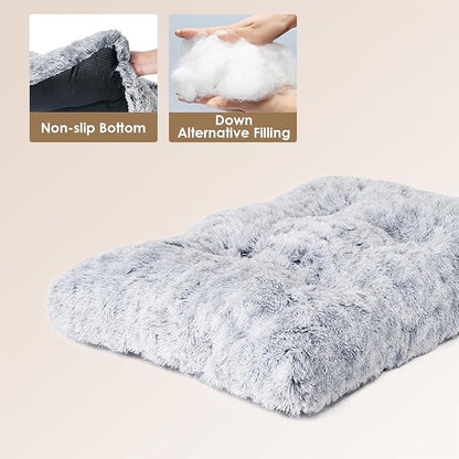 EHEYCIGA Fluffy Dog Crate Bed for Medium Dogs, Plush Faux Fur Crate Pad, Calming Anti Anxiety Medium Dog Bed, Washable Soft Warm Crate Mat with Non-Slip Bottom