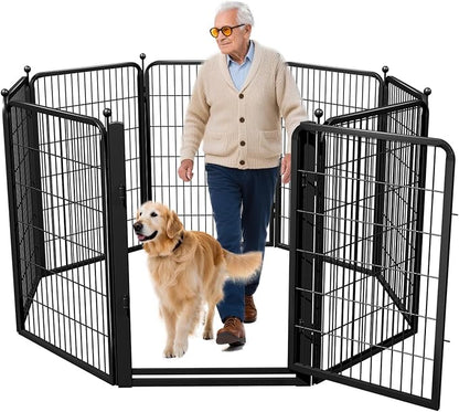 Dog Playpen, 40 inch 8 Panels Dog Fence with Extra Wide Gate, No-Tripped Pet Playpen Rustproof Dog Pen Indoor Puppy Playpen for Temporary Containment, Portable Pet Fence for RV Camping