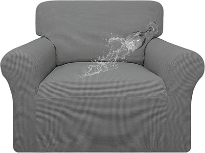 Easy-Going 100% Waterproof Chair Couch Cover, Dual Waterproof Sofa Cover, Stretch Jacquard Sofa Slipcover, Leakproof Furniture Protector for Kids, Pets, Dog and Cat (Chair, Grey)